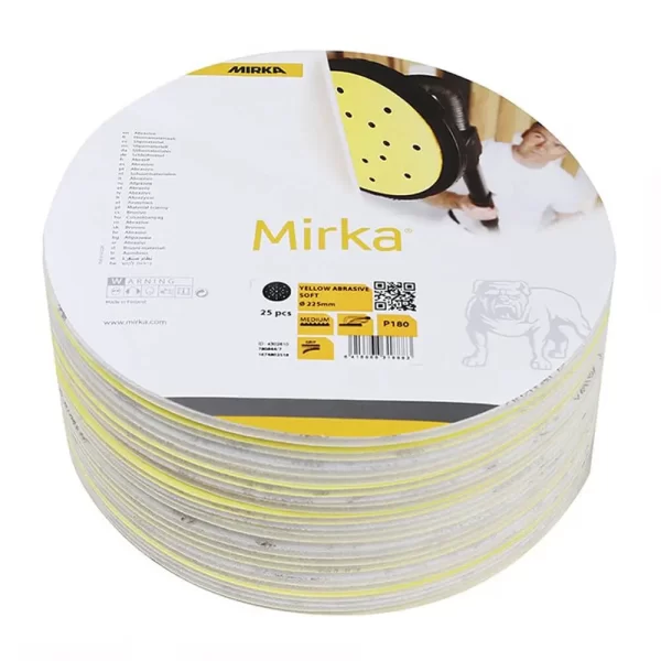 Mirka Yellow Abrasive Soft Grip 225mm 27H - 25 pack