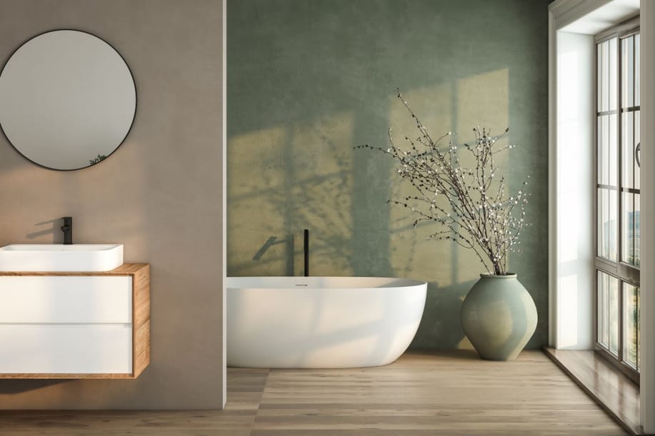 Contemporary bathroom illustrating paint finish considerations for wet areas