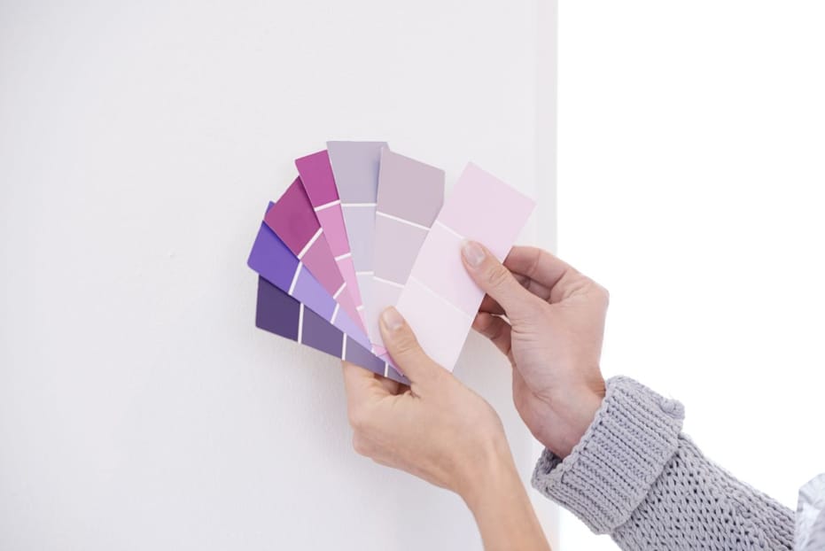 Paint colour swatches demonstrating the choice between paint colour and paint finish